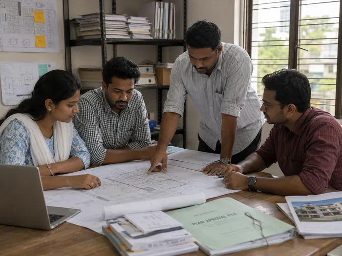 Architect reviewing sanction files